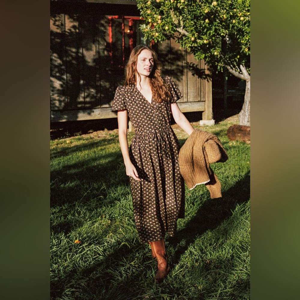 Christy Dawn Carob Ditsy Leaf Dawn Dress Petites